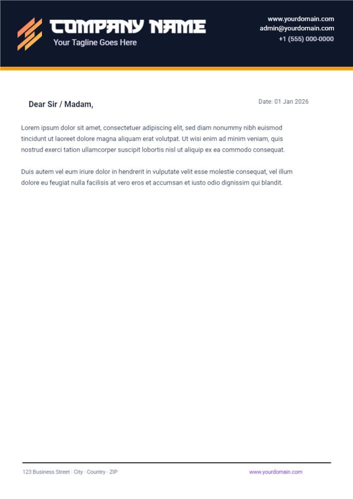 Modern Purple Letterhead